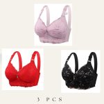 3Pcs (Combo) China Eye Catching Round Shape Bra – 💜Soft Purple + ❤️Red + 🖤Black