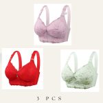 3Pcs (Combo) China Eye Catching Round Shape Bra – 💜Soft Purple + ❤️Red + 💚Green